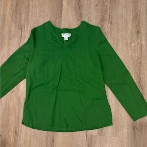 Casual Corner Annex Petite green linen V-neck top